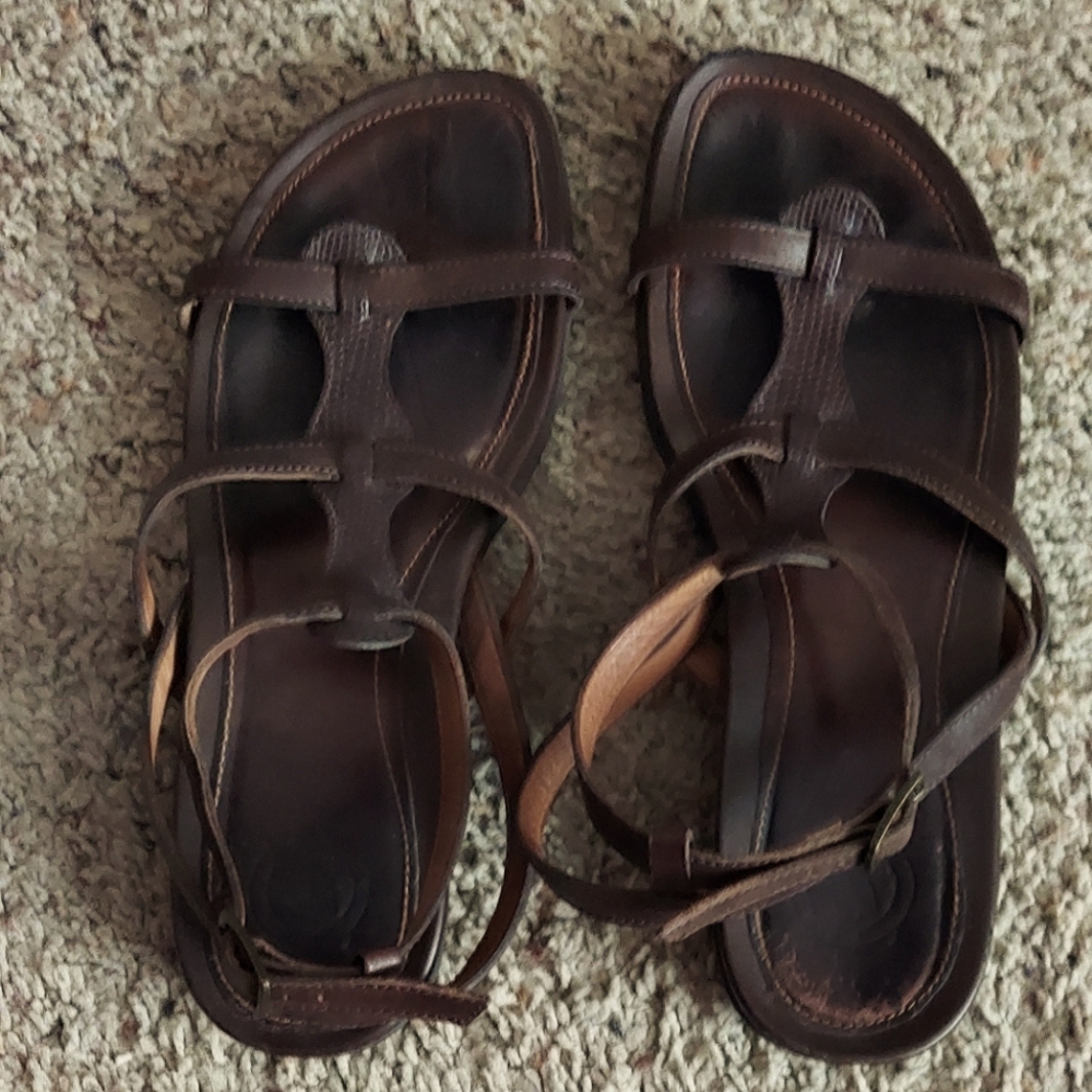 Nuture Brand Brown Leather Ankle Strap Sandals